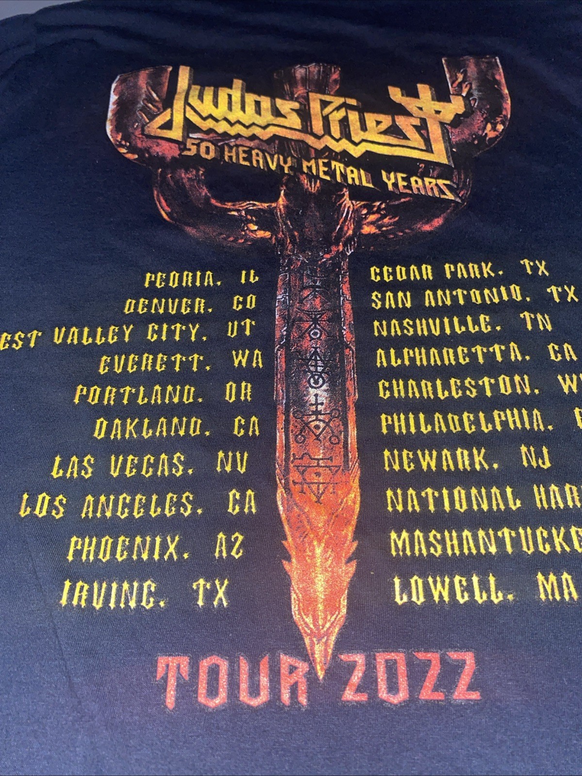 Judas Priest 2022 Tour Shirt 50 Heavy Metal Years, Size Small