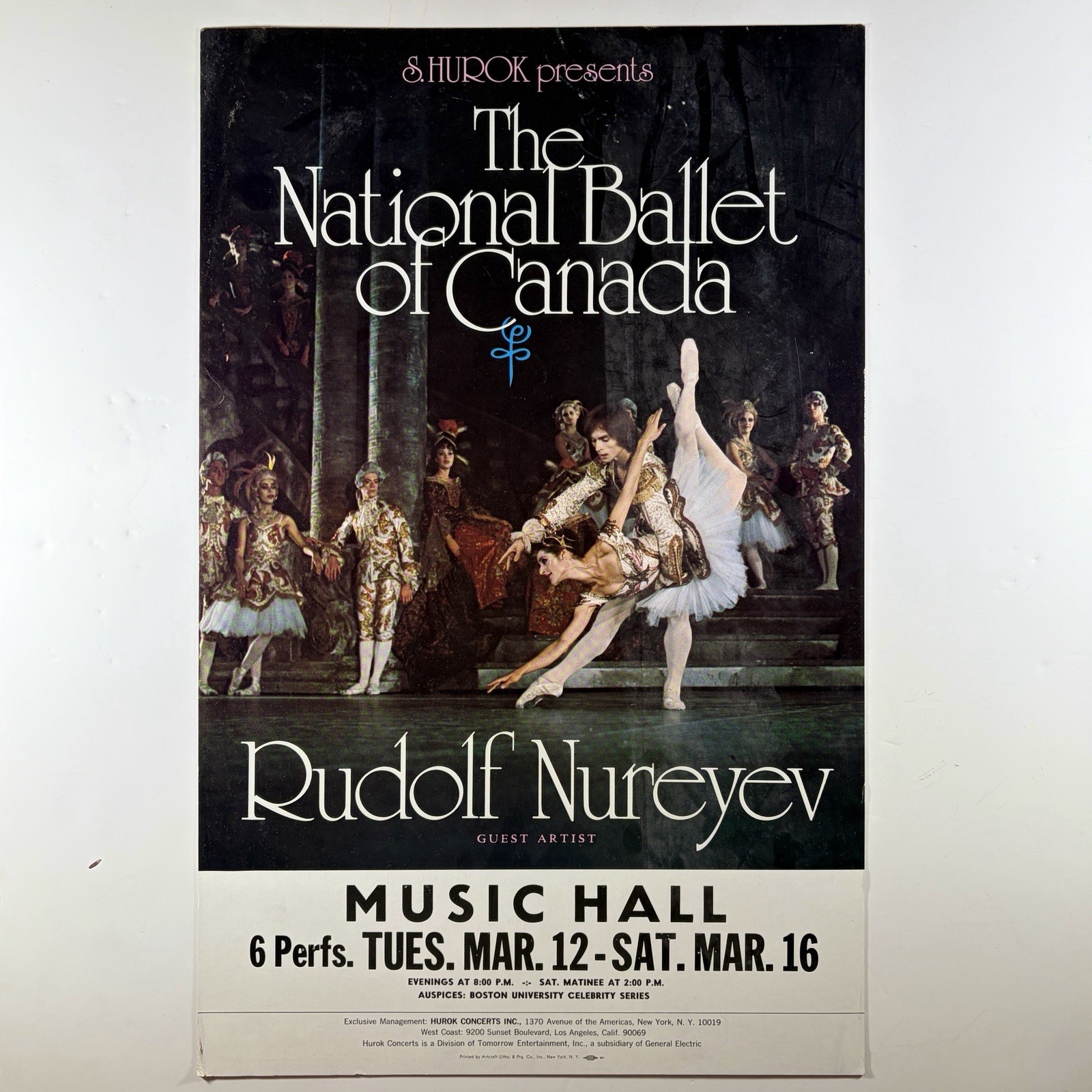 1974 The National Ballet of Canada Music Hall Window Card Poster 14×22