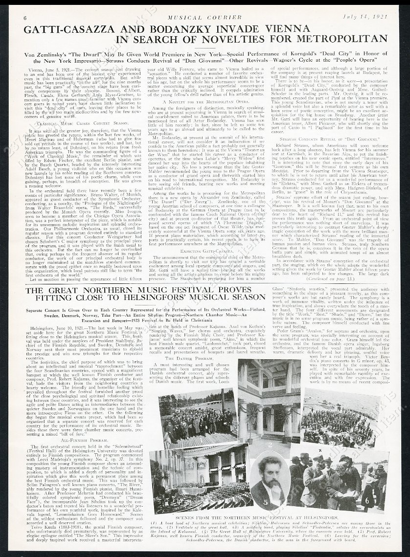 1921 Robert Kajanus Jean Sibelius Halvorsen festival photo vintage print article