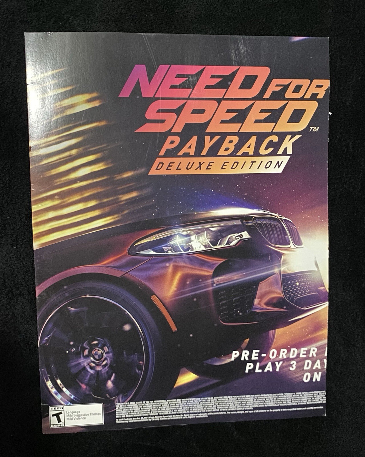 HTF – GameStop – Need for speed payback deluxe edition – Promo Poster