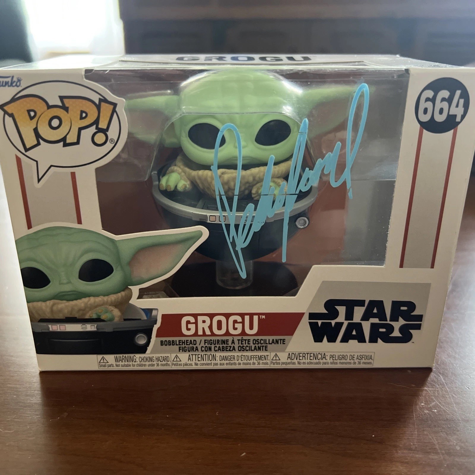 Star Wars: Funko Pop Pedro Pascal Signed/Auto Grogu (664) With COA