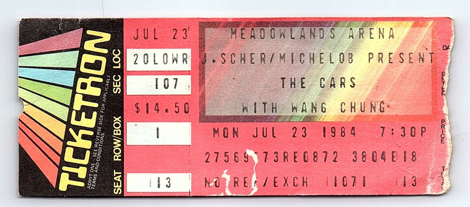 The Cars Wang Chung July 23 1984 Concert Ticket Stub Meadowlands Arena New Wave