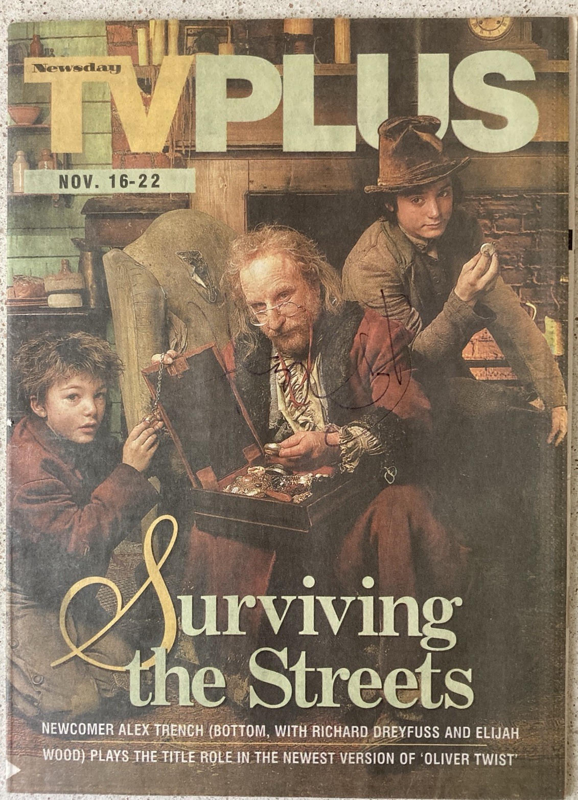 Richard Dreyfuss Signed Newsday Local TV Guide November 16 1997 – Regional LI NY