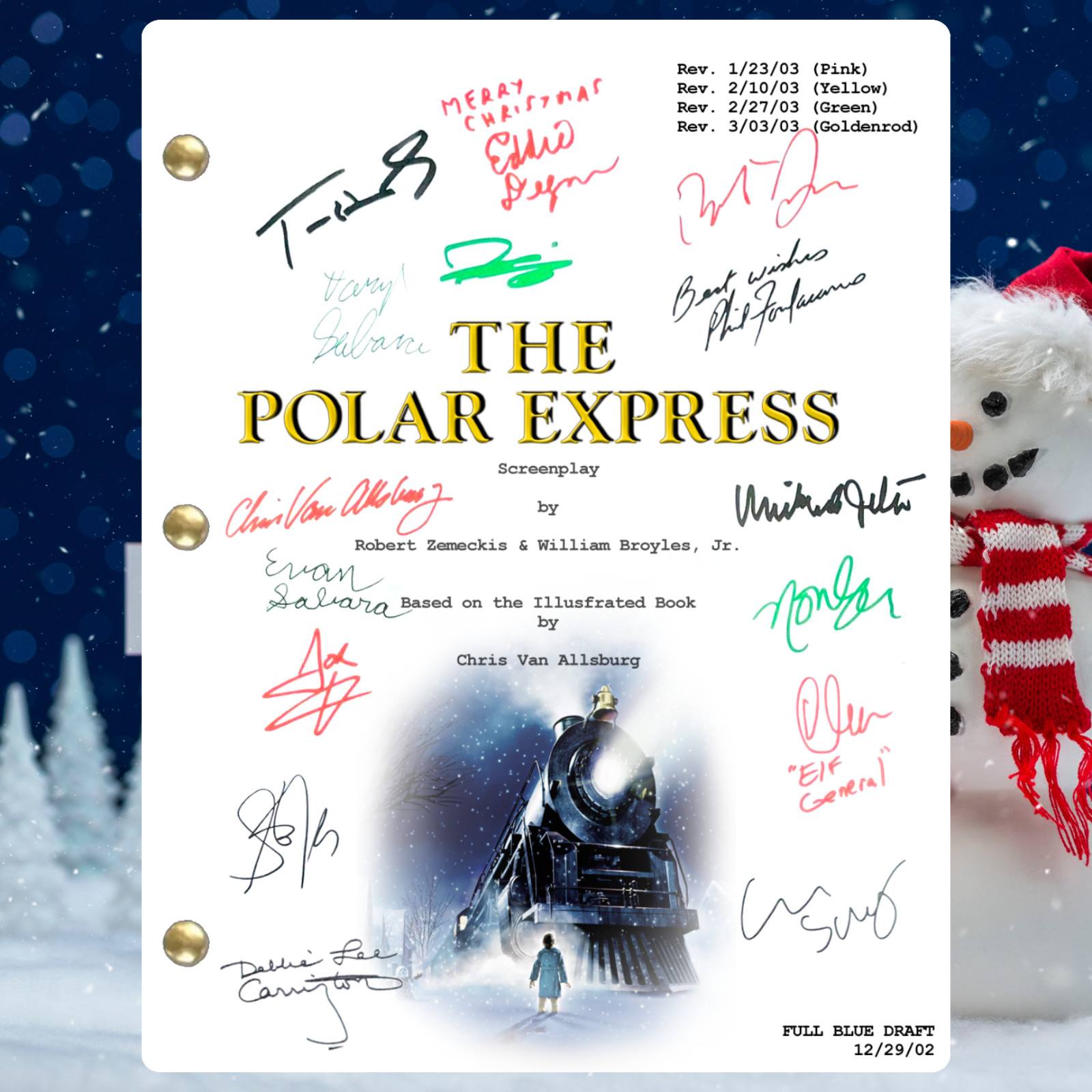 The Polar Express Movie Script Signed, Autographed Reprints, Holiday, Christmas