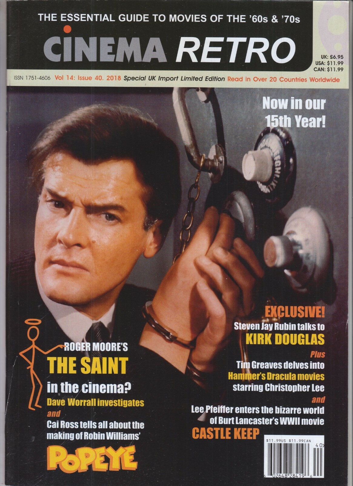 ROGER MOORE CINEMA RETRO MAGAZINE WINTER 2018 THE SAINT