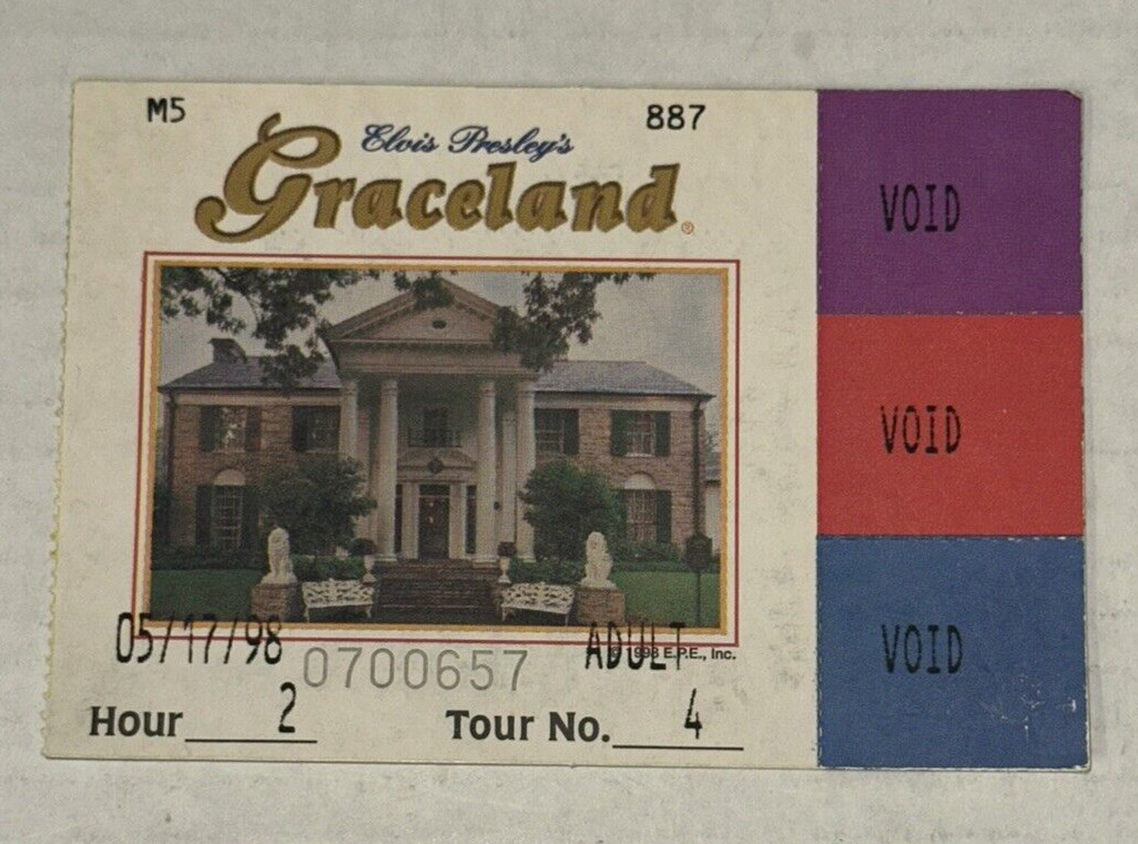 Elvis Presleys Graceland Concert Ticket Stub Memphis Tennessee Tour 5/17/1998