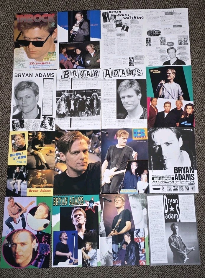 Bryan Adams 90’s Japanese Magazine Clippings Article Photo Set 16pgs