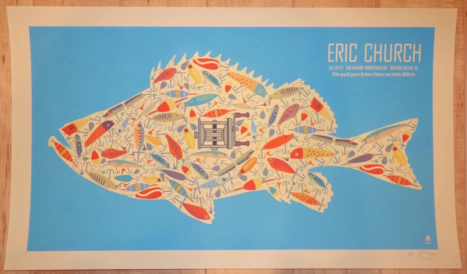 2017 Eric Church – Orange Beach Silkscreen Concert Poster by Methane