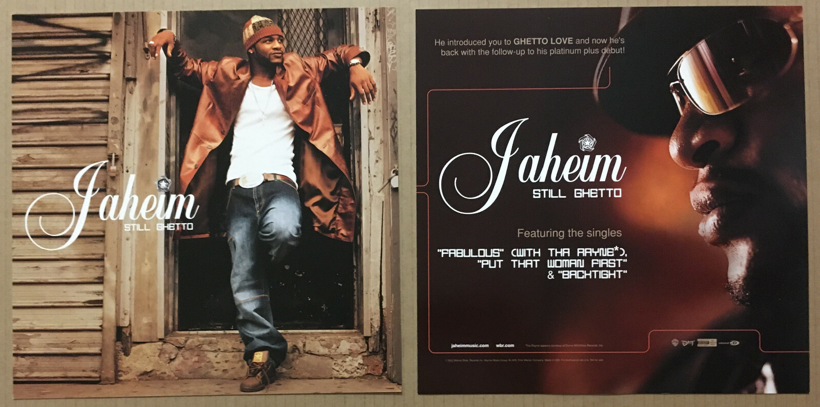 JAHEIM Rare VINTAGE 2002 DOUBLE SIDED PROMO POSTER FLAT for Ghetto CD 12×12 USA