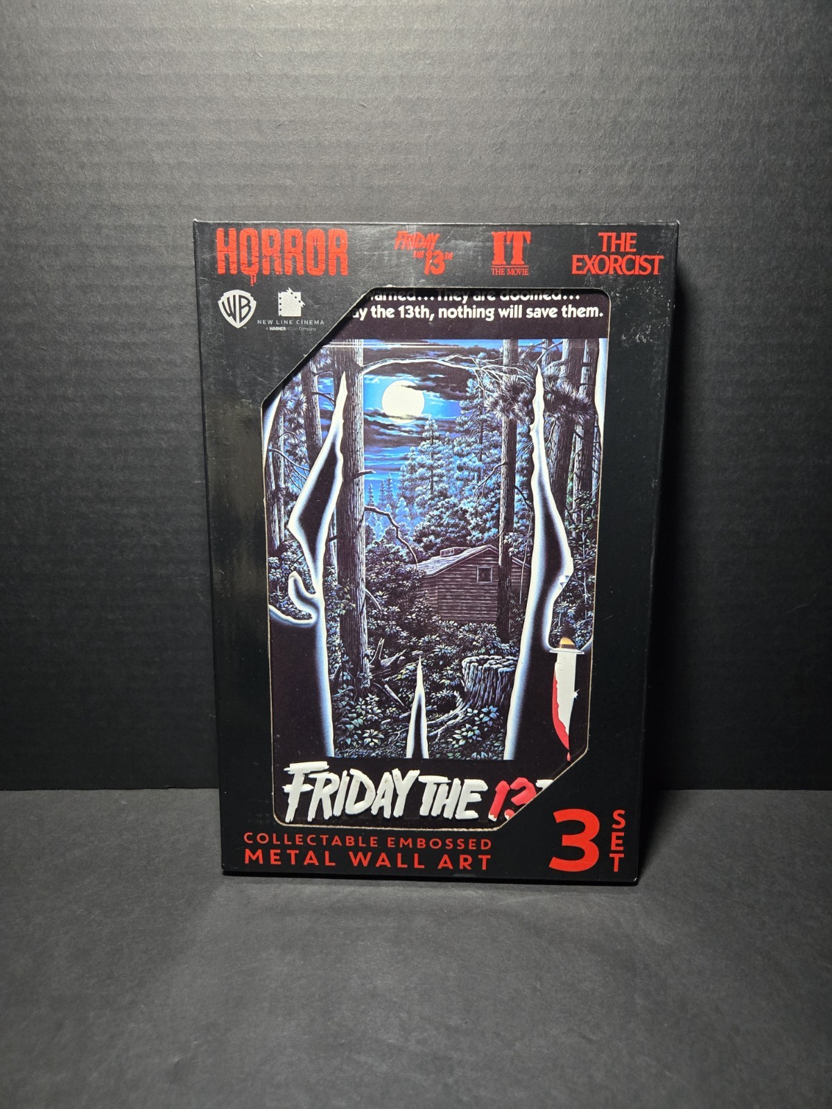 Warner Bros Set of 3 Horror Movie Metal Wall Art IT Friday the 13th Exorcist