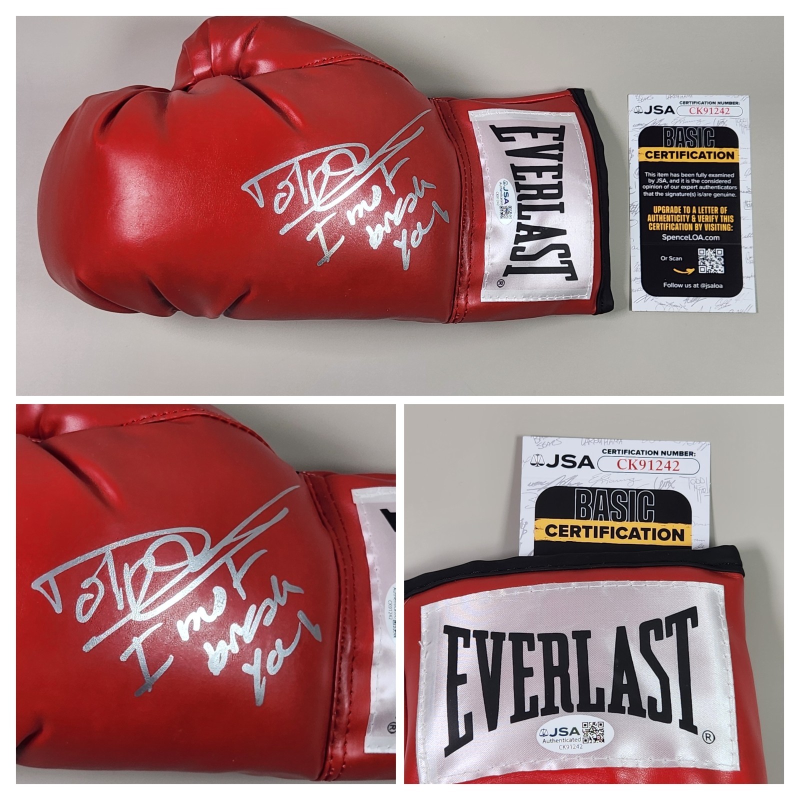 JSA Dolph Lundgren Signed Red Everlast Boxing Glove I Must Break You! Rocky IV B