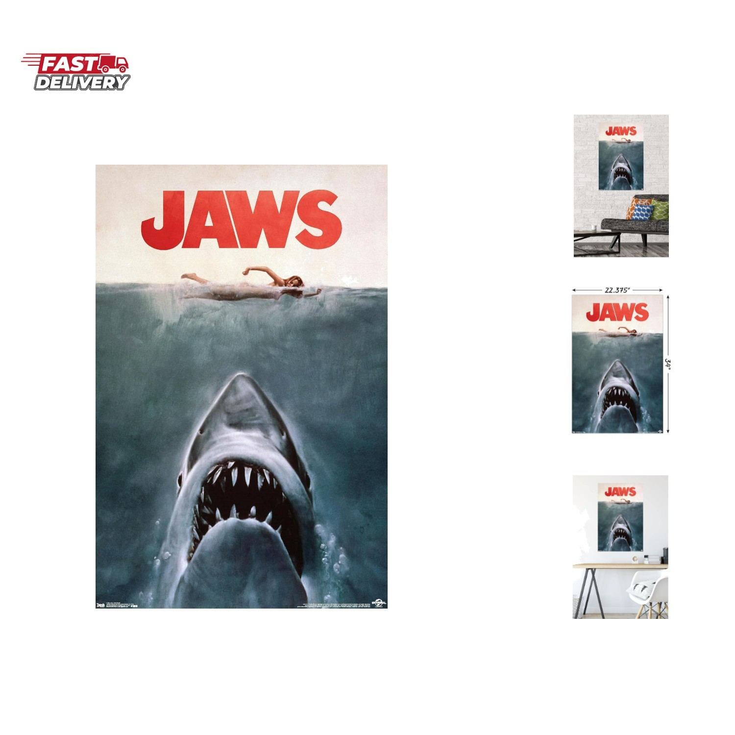Jaws – One Sheet Wall Poster, 22.375″ x 34″, Unframed Version