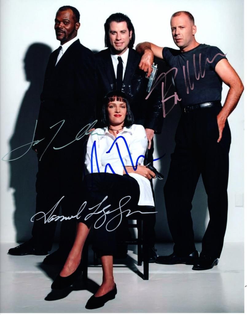 Bruce Willis Jackson Thurman Travolta signed 11×14 Picture Photo autographed COA