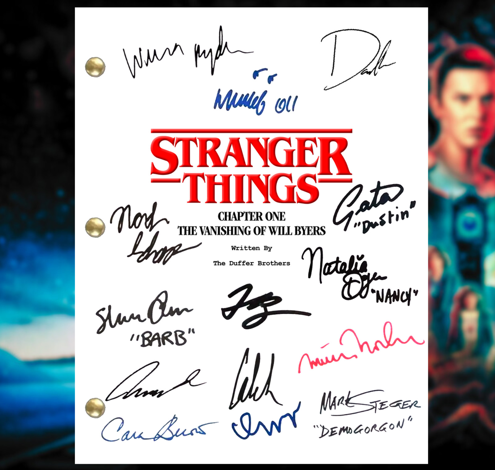 Stranger Things Pilot Script & 8X10 Pic Signed Reprint -Vanishing of Will Byers