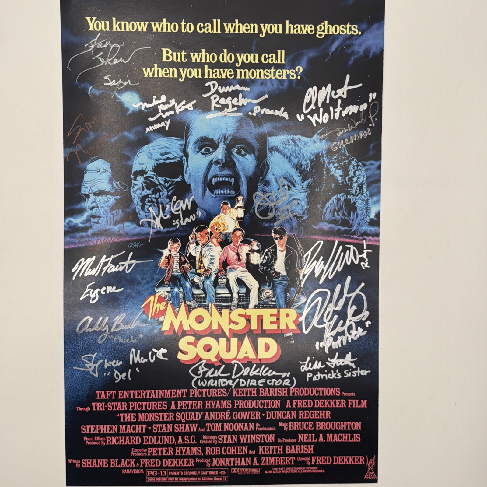 The Monster Squad Autographed 11×17 Poster Cast Signed by 15 Gower, Dekker, Shaw