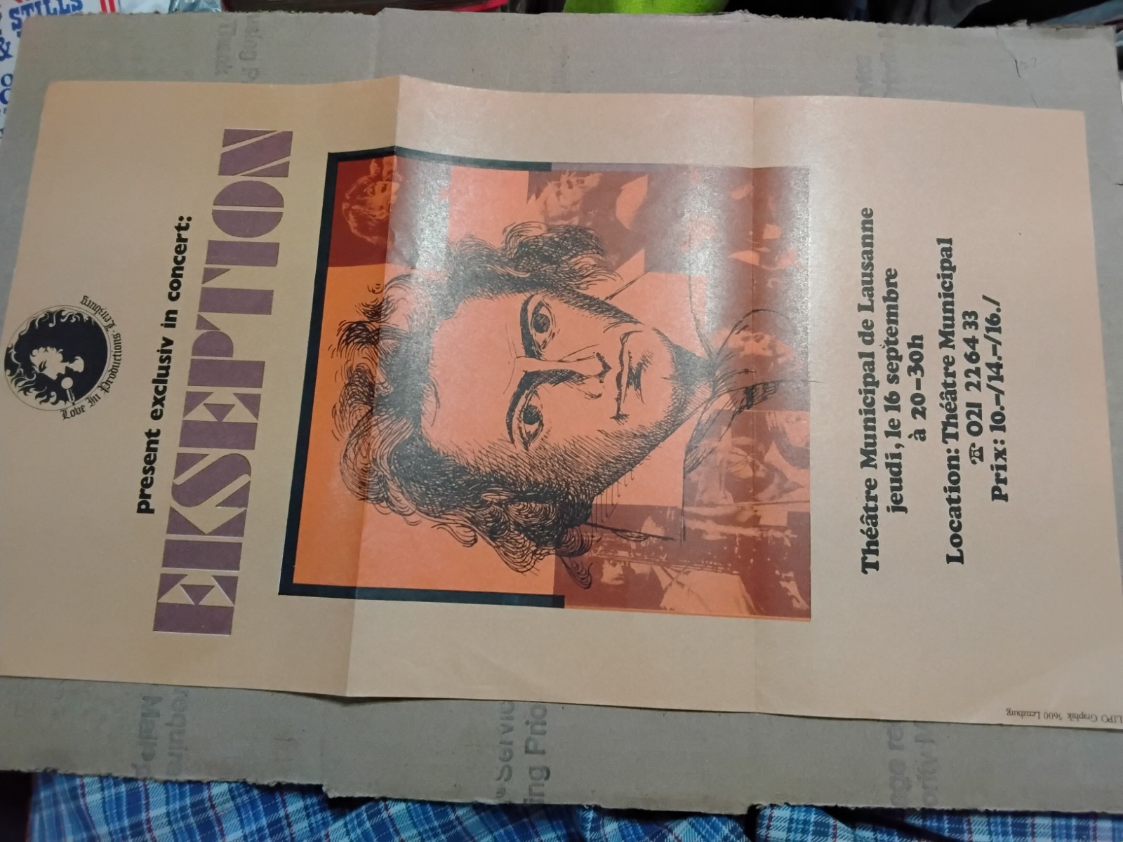 EKSEPTION SEPT 16 1971 SWISS CONCERT POSTER FACTORY FOLDED NMINT 9X16 HTF RARE