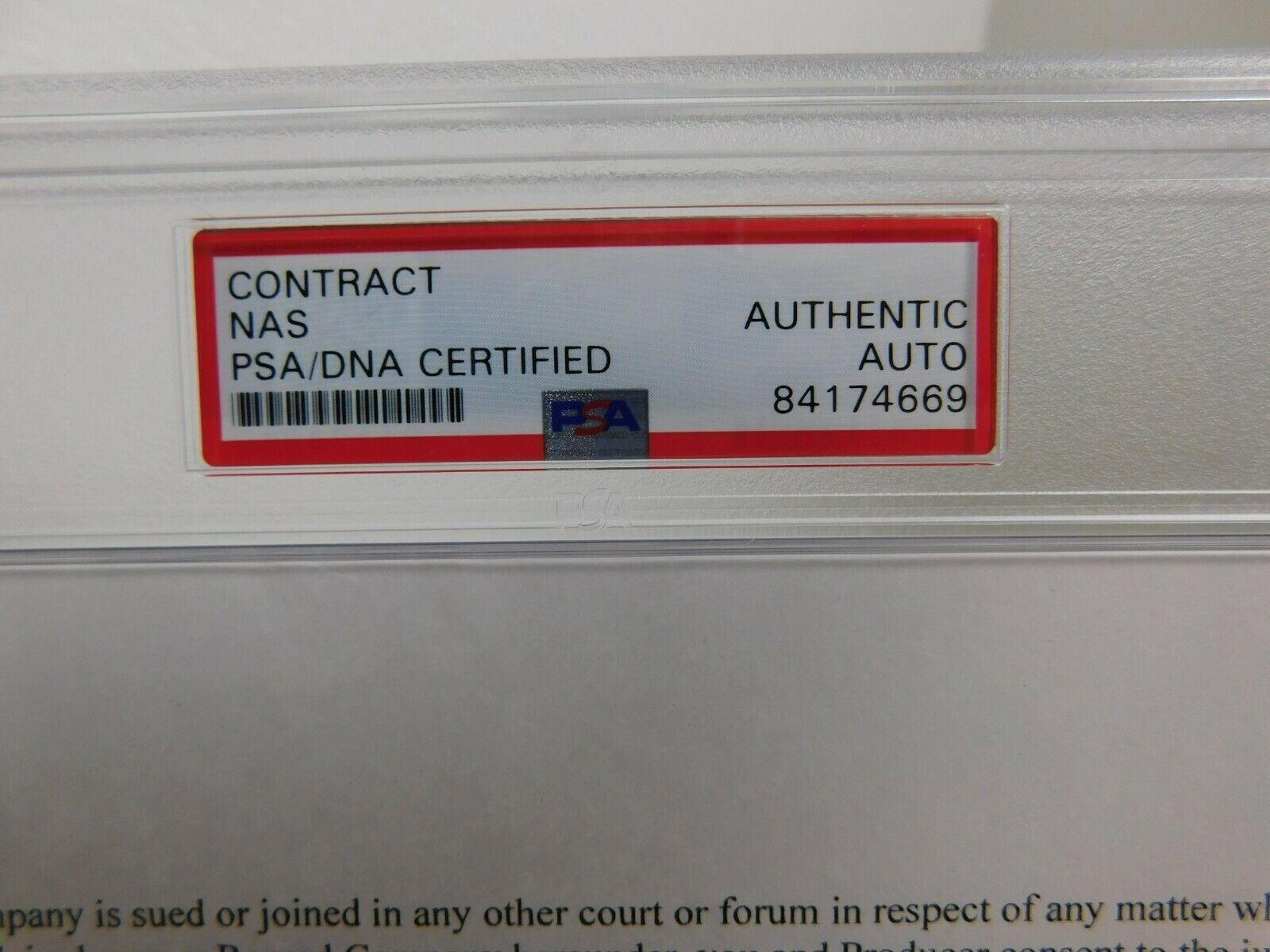 Signed NAS Record Contract Page PSA Encapsulated Rap Legend w/ J. Myers Rapper A