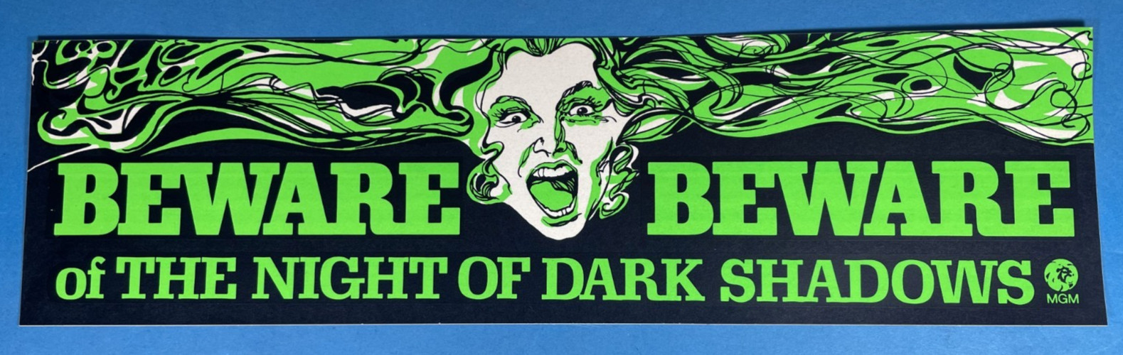 Vintage- 1971 Beware of the Night of Dark Shadows Bumper Sticker- Excellent