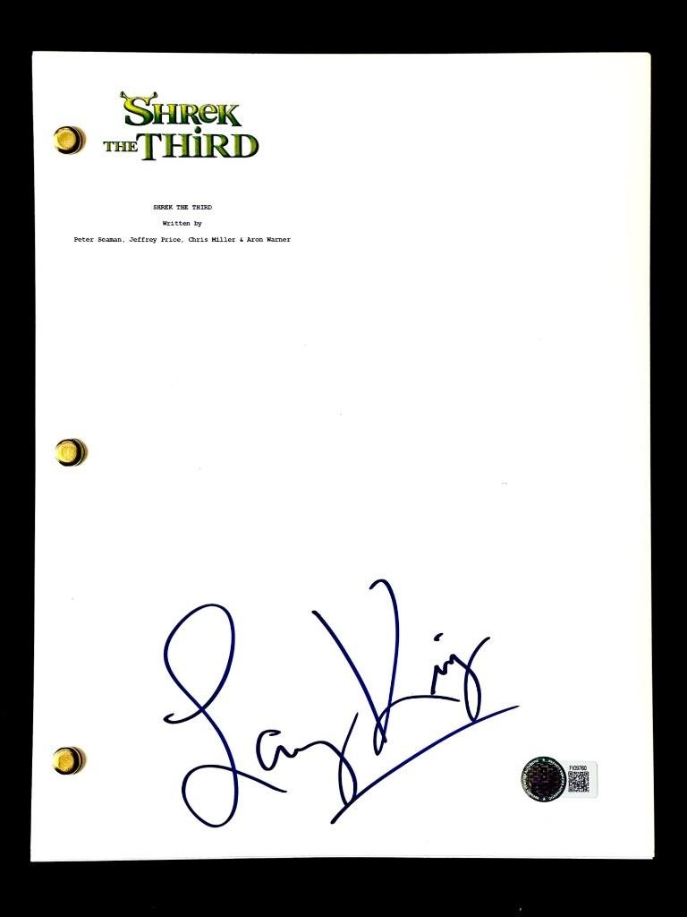 Larry King signed Shrek The Third full movie script autograph ~ Beckett BAS