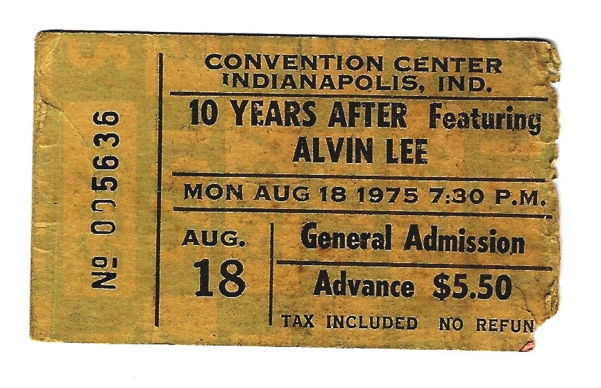 Ten Years After Alvin Lee Mahogany Rush 8/18/75 Indianapolis IN Rare Ticket Stub