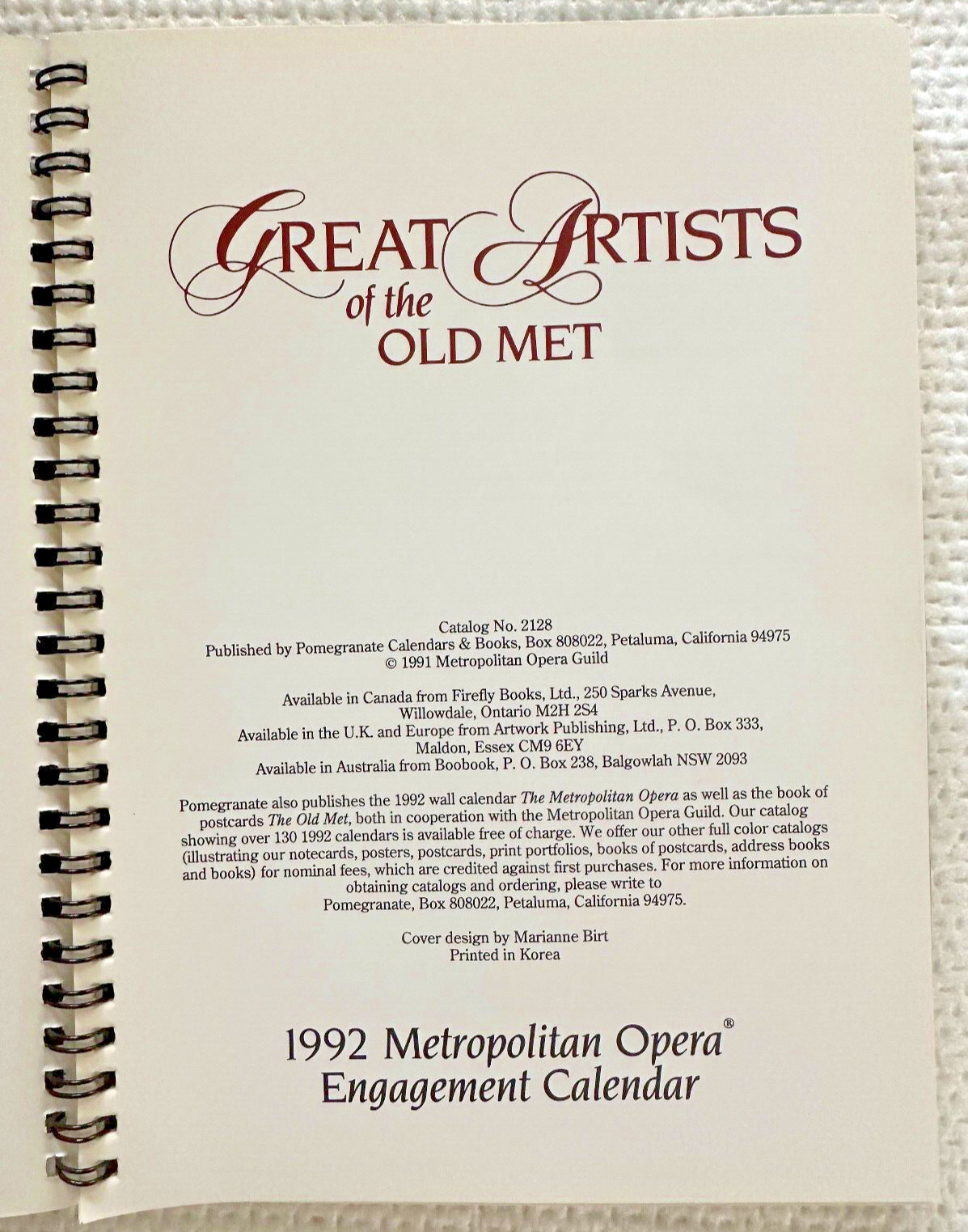 Metropolitan Opera: Spotlight on the Stars 1942/ Milestones/Old Met Artists Cale