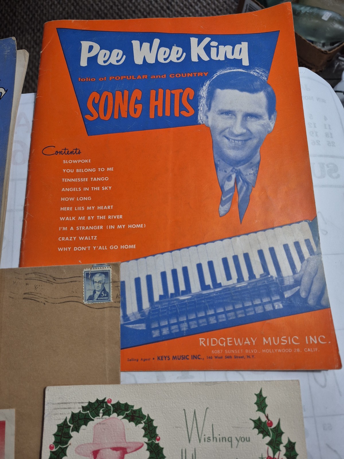 Pee Wee King Signed Card Autographed Singer AUTO Signature 1955 W Music & Env