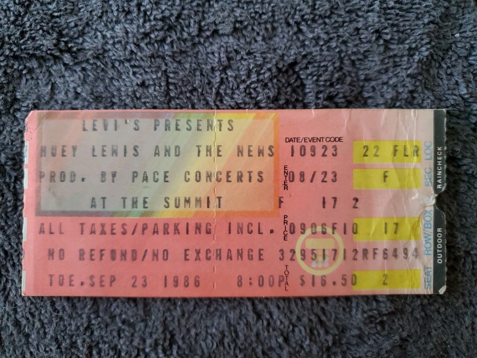 🎸🔥 HUEY LEWIS AND THE NEWS ORIGINAL 1986 CONCERT TICKET STUB – THE SUMMIT…