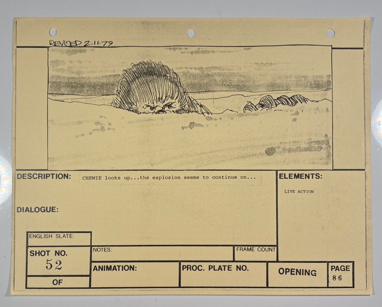 Star wars storyboard Empire Strikes Back movie Prop Rebel Disney Vtg Art EB1-54
