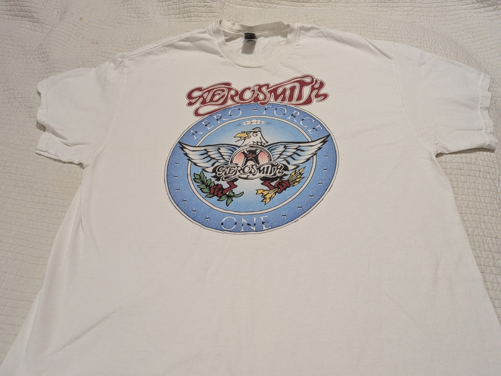 Gildan Heavy Cotton Aerosmith One White Graphic T-Shirt XL Excellent Condition