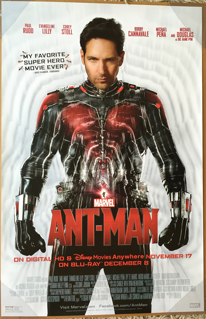 ANT-MAN DVD MOVIE POSTER 1 Sided ORIGINAL 26×40 PAUL RUDD EVANGELINE LILLY