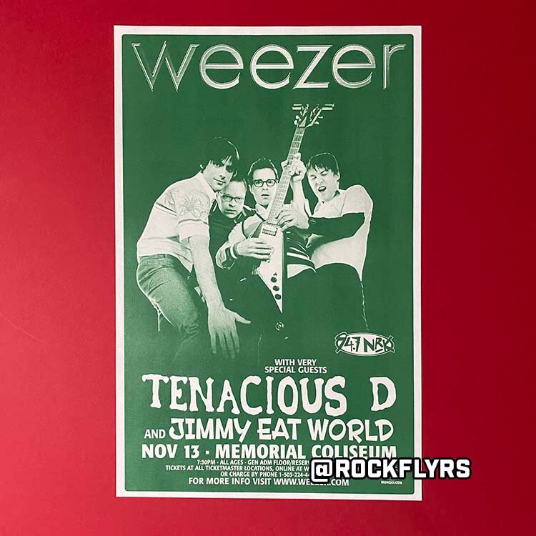 WEEZER + TENACIOUS D 2001 Original 11×17 Tour Concert Street Poster. Portland OR