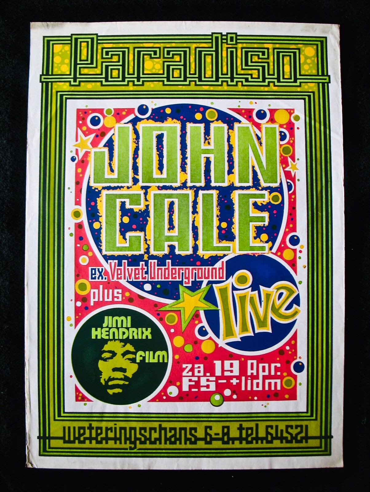 JOHN CALE~JIMI HENDRIX~Rare Amsterdam 1975 Concert Poster~Velvet Underground