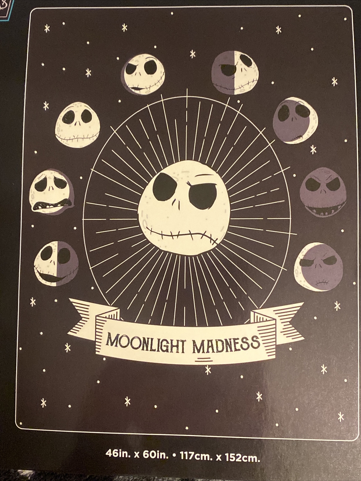 Nightmare Before Christmas Jack Skellington Moonlight Madness Throw Blanket NWT
