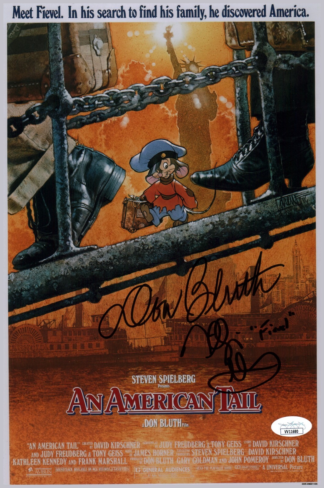 An American Tail Photo 8×12 Bluth Glasser Signed JSA Certified Autograph