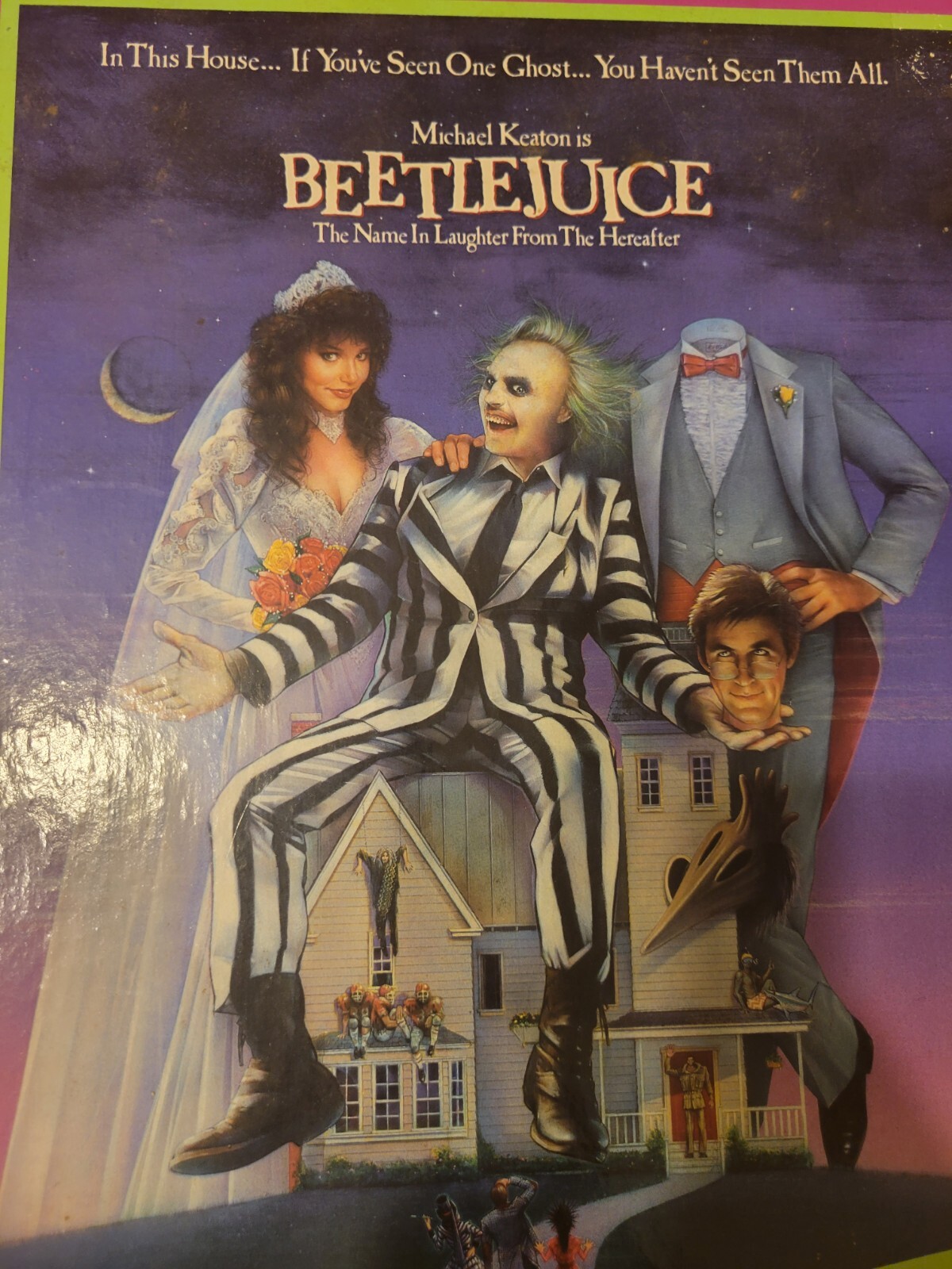 Vintage Beetlejuice Movie Poster Sized Puzzle Milton Bradley 1989 Geffen 40×26.5