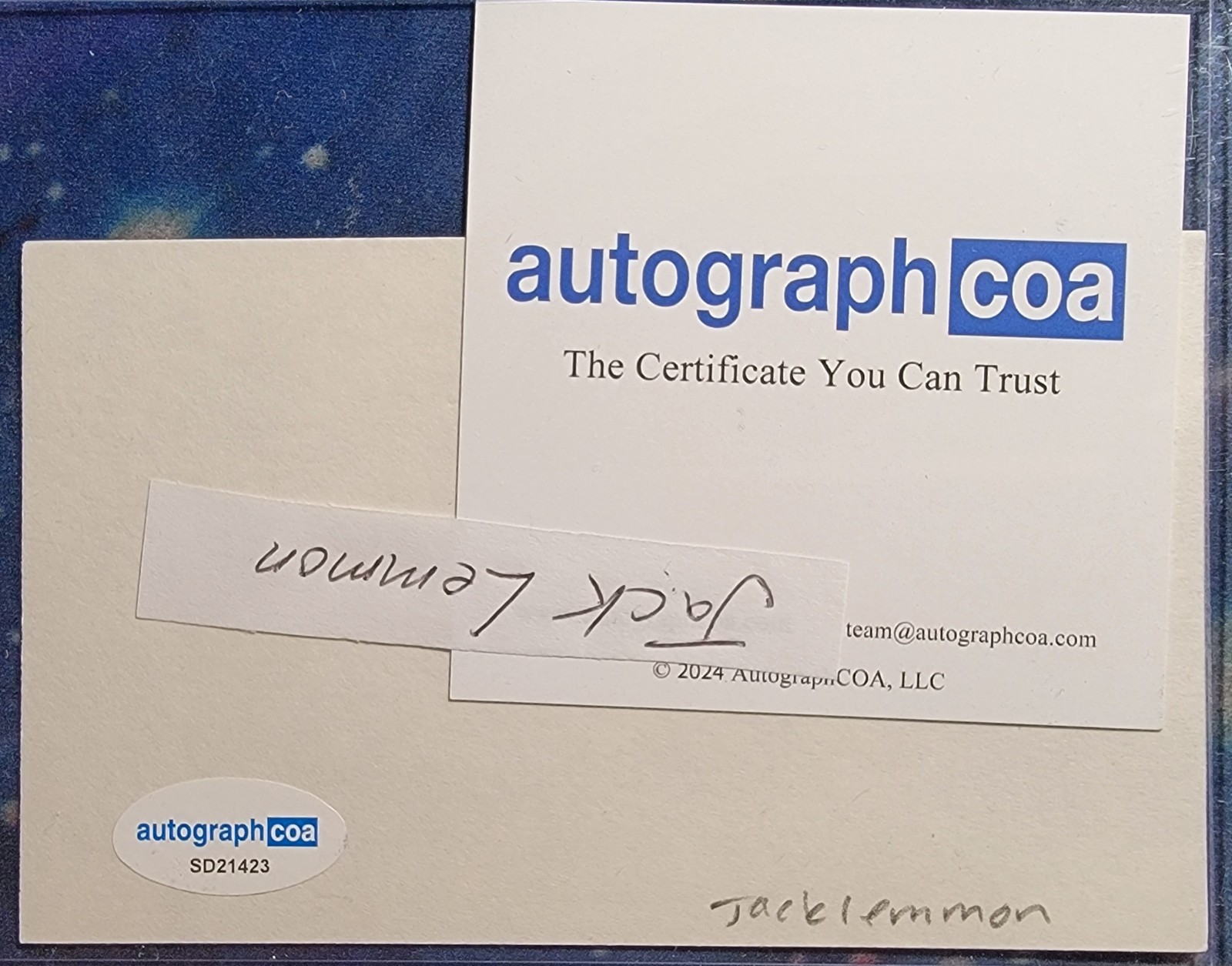 Jack Lemmon Authentic Signed Index Card W/ ACOA Grumpy Old Men