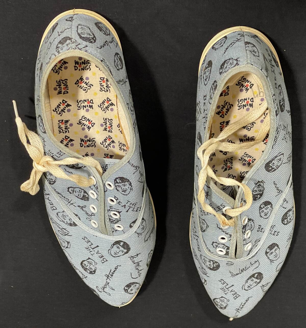 BEATLES 1964 WING DINGS SNEAKERS TENNIS SHOES RARE BLUE COLOR 65M VINTAGE NEMS