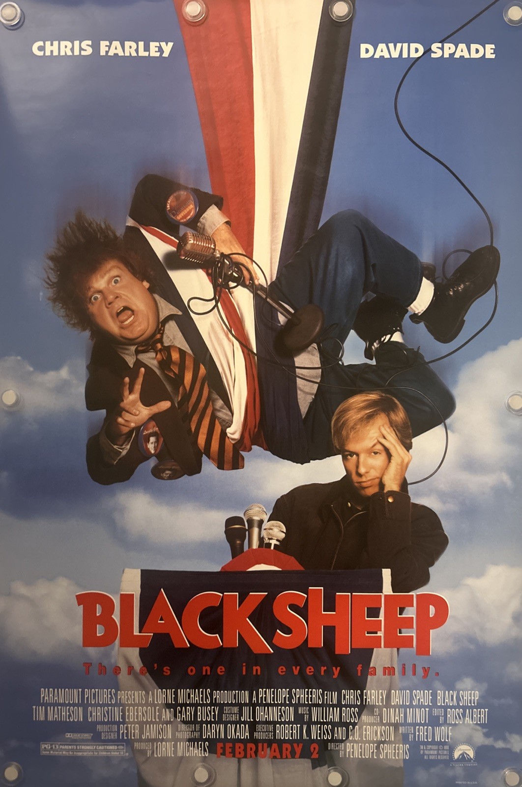 BLACK SHEEP Original One Sheet Movie Poster – 1996 – FARLEY/SPADE