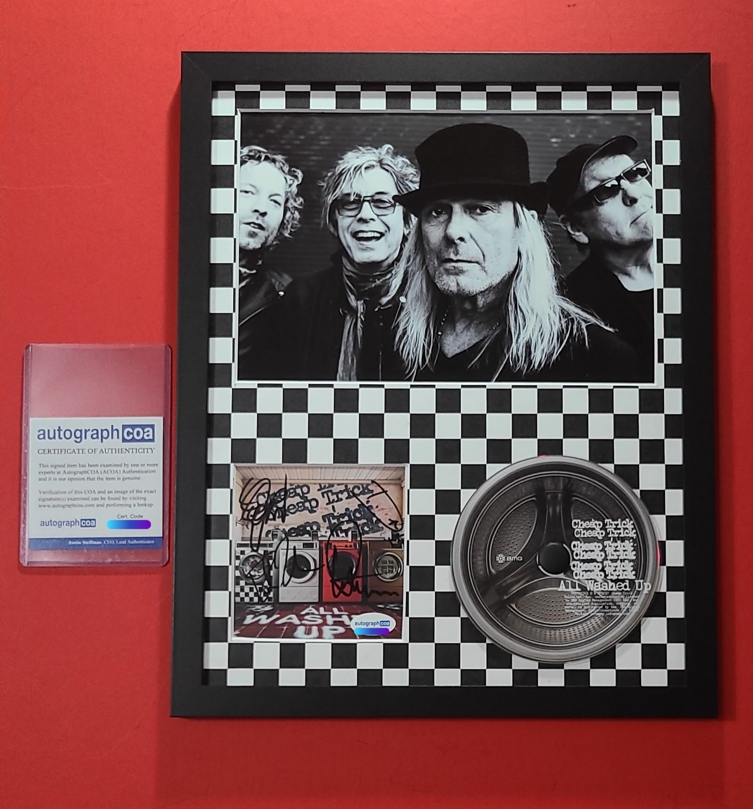 CHEAP TRICK ” ALL WASHED UP ” Hand Signed Custom Framed CD Display AUTOGRAPH COA
