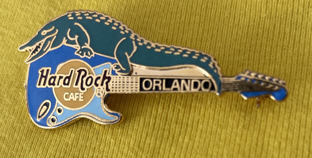 New Hard Rock Cafe Orlando Blue Guitar Pin With Alligator