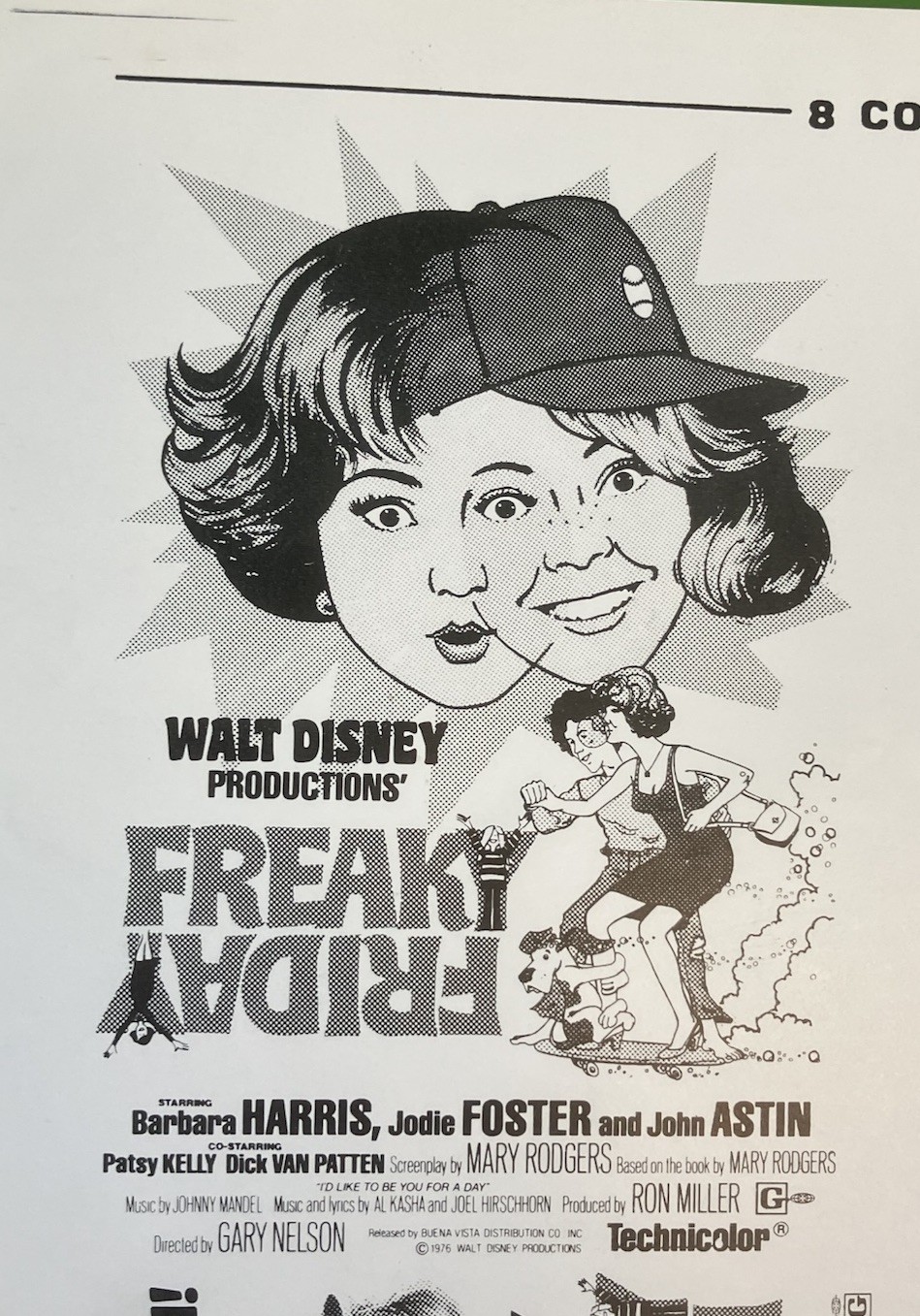 FREAKY FRIDAY Movie Mini Ad Sheet Vintage Promo Advertising Clip Art DISNEY CUT