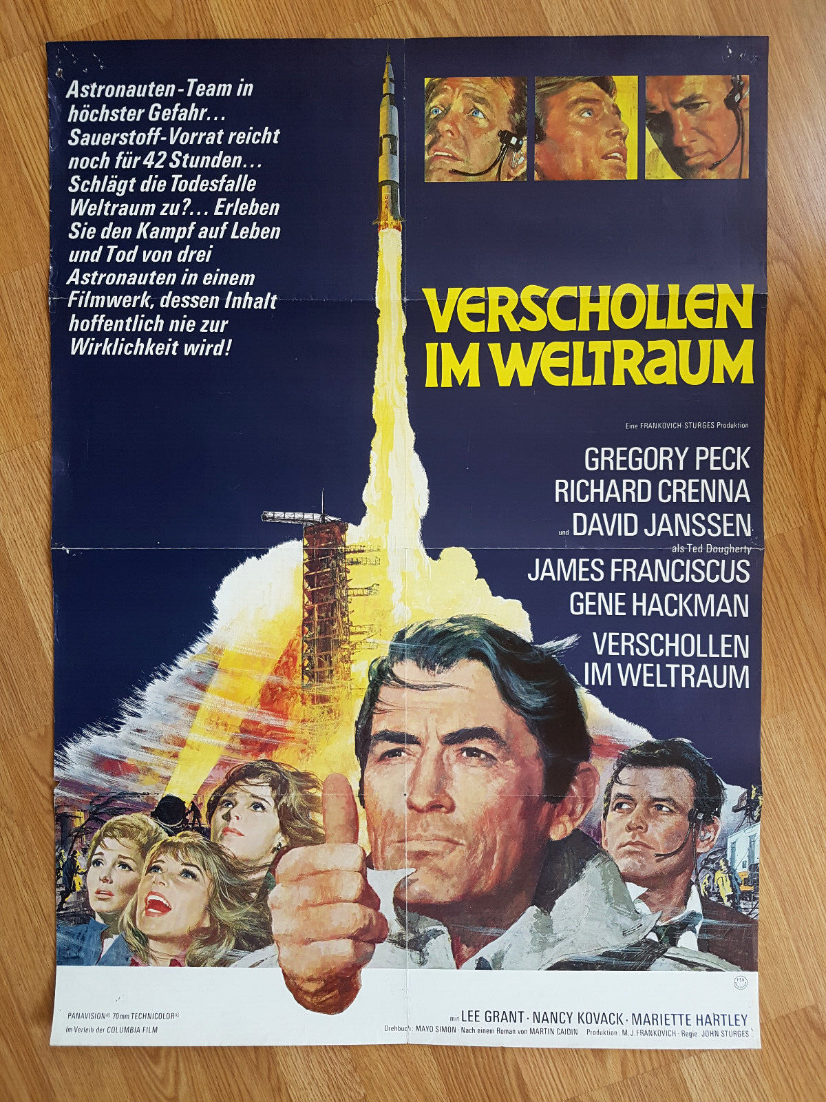 MAROONED John Sturges 1970 rare German 1-sheet poster 70mm Gregory Peck Sci-Fi
