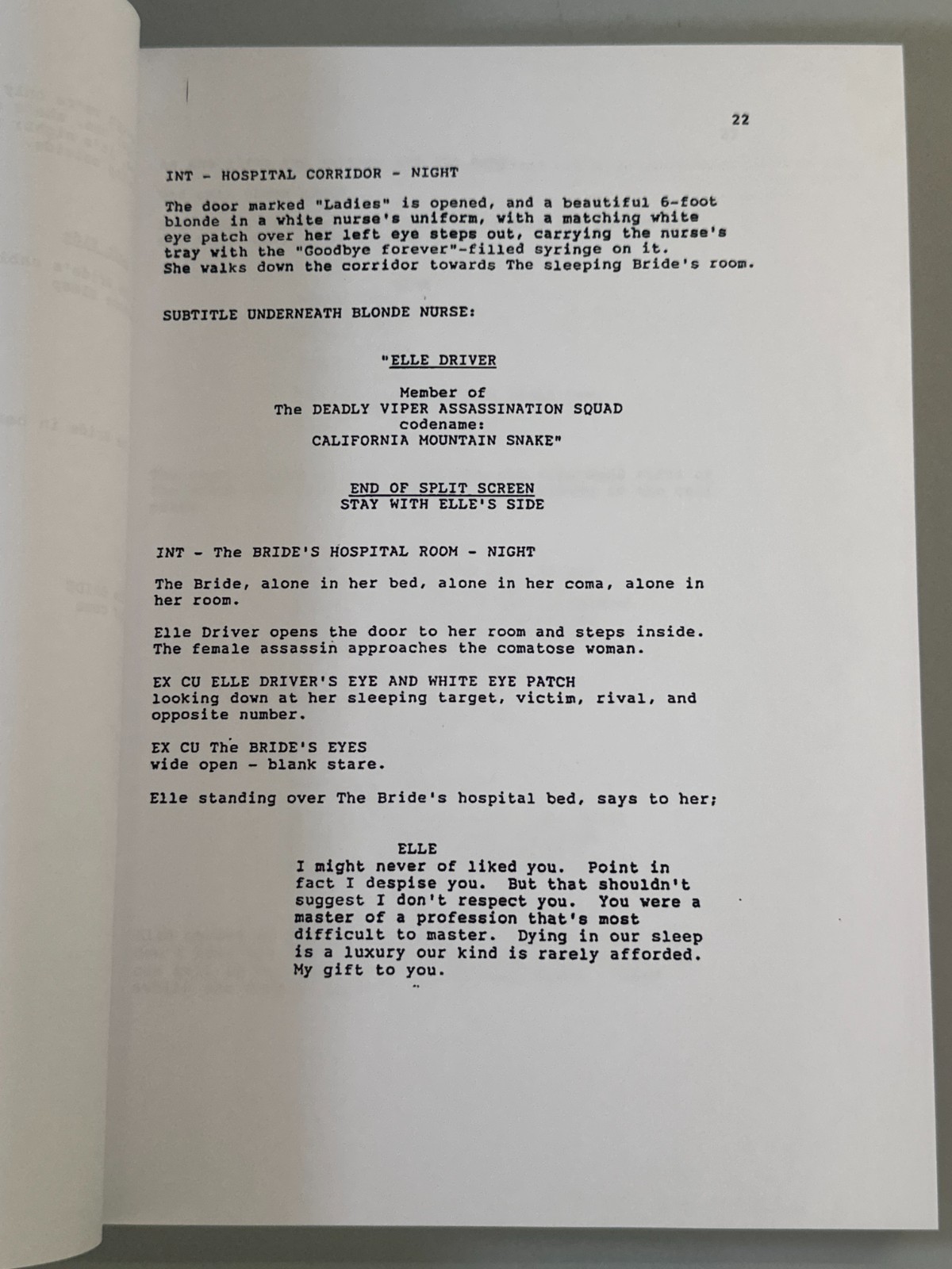 Kill Bill Screenplay Final Draft Quentin Tarantino Uma Thurman 2003 Movie Script