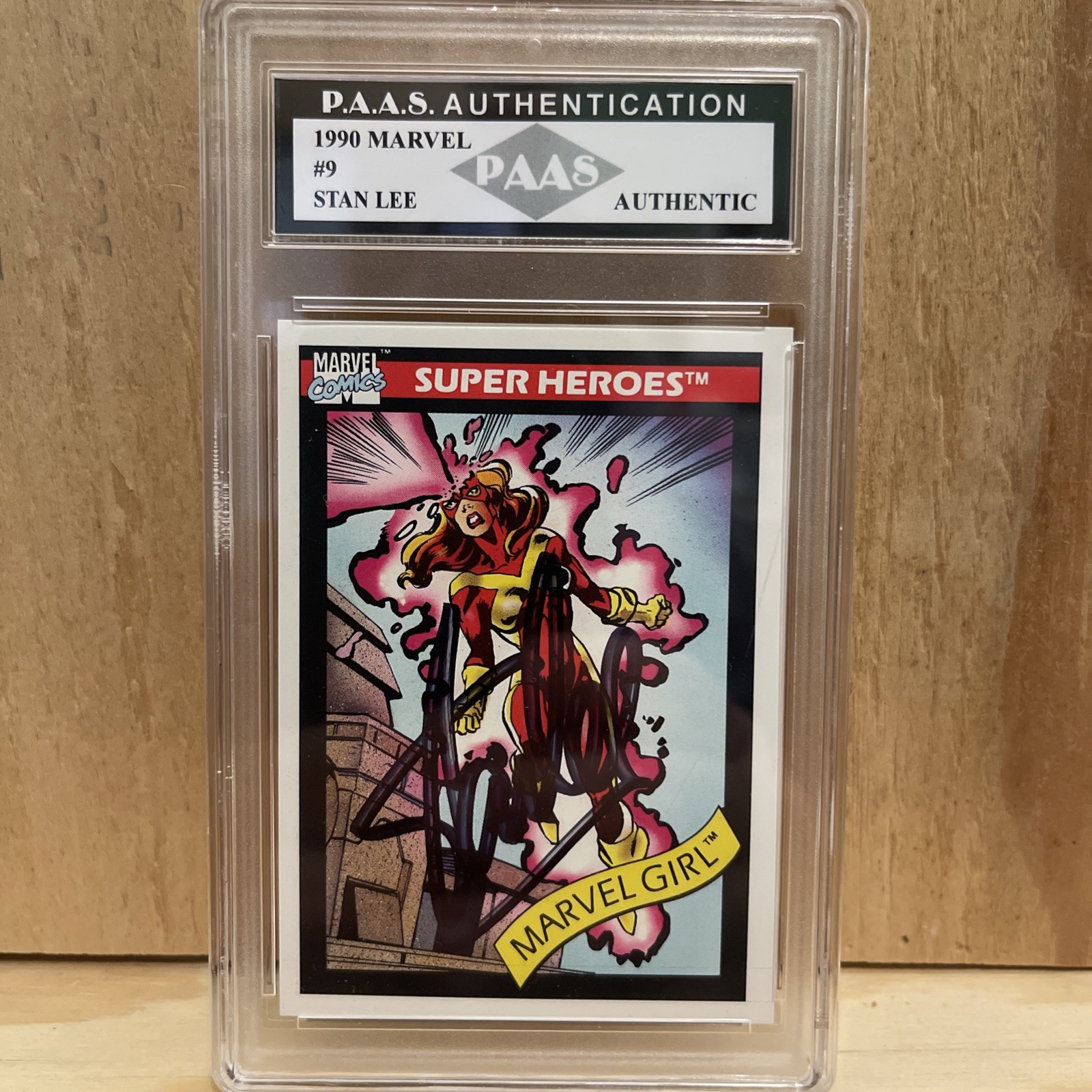 Stan Lee Hand Signed Marvel Girl Jean Grey Super Heros Card #9 Coa359