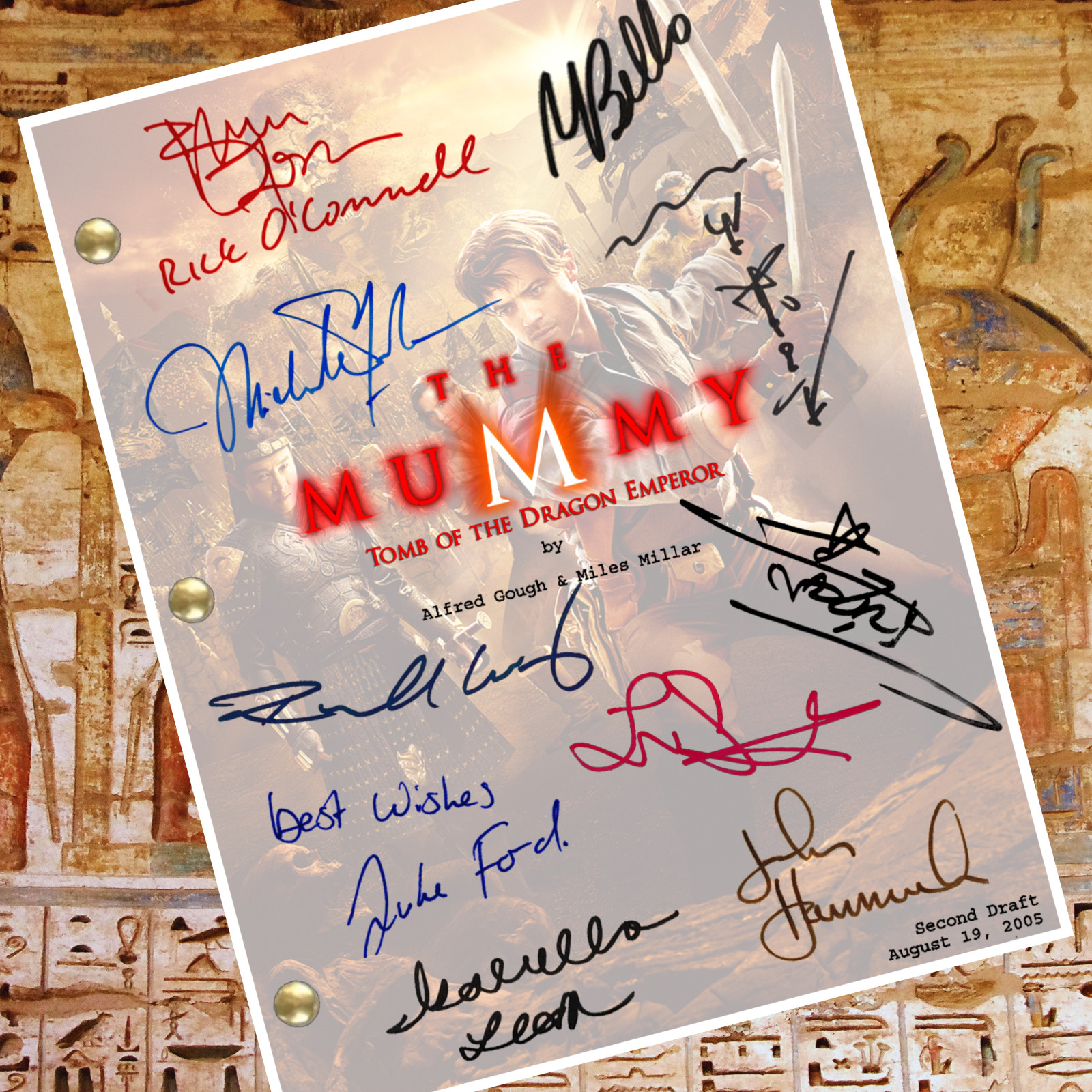 The Mummy 3 Script Signed Autograph Reprints | Dragon Emperor | Brendan Fraser
