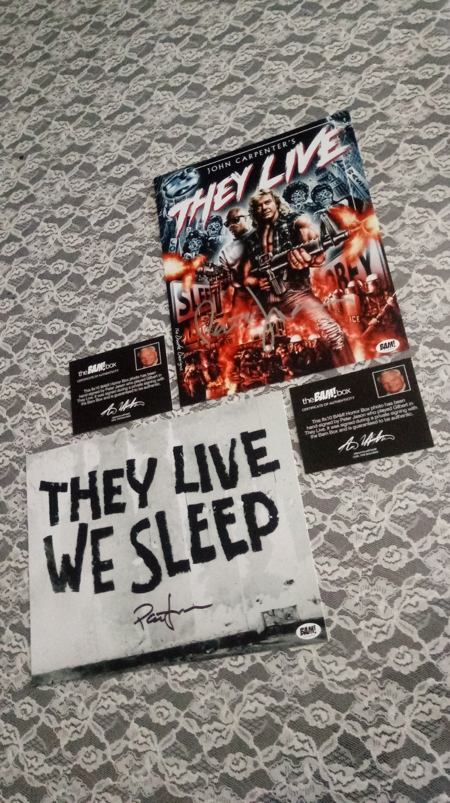 LOT of 2 SIGNED Peter Jason THEY LIVE Photos AUTOGRAPHED The BAM! Box COA