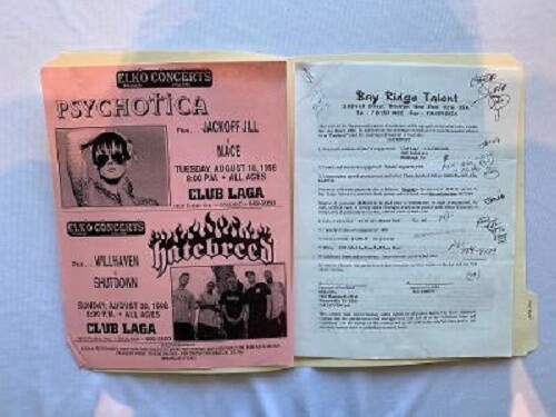 Hatebreed Concert Contract 1998 Pittsburgh
