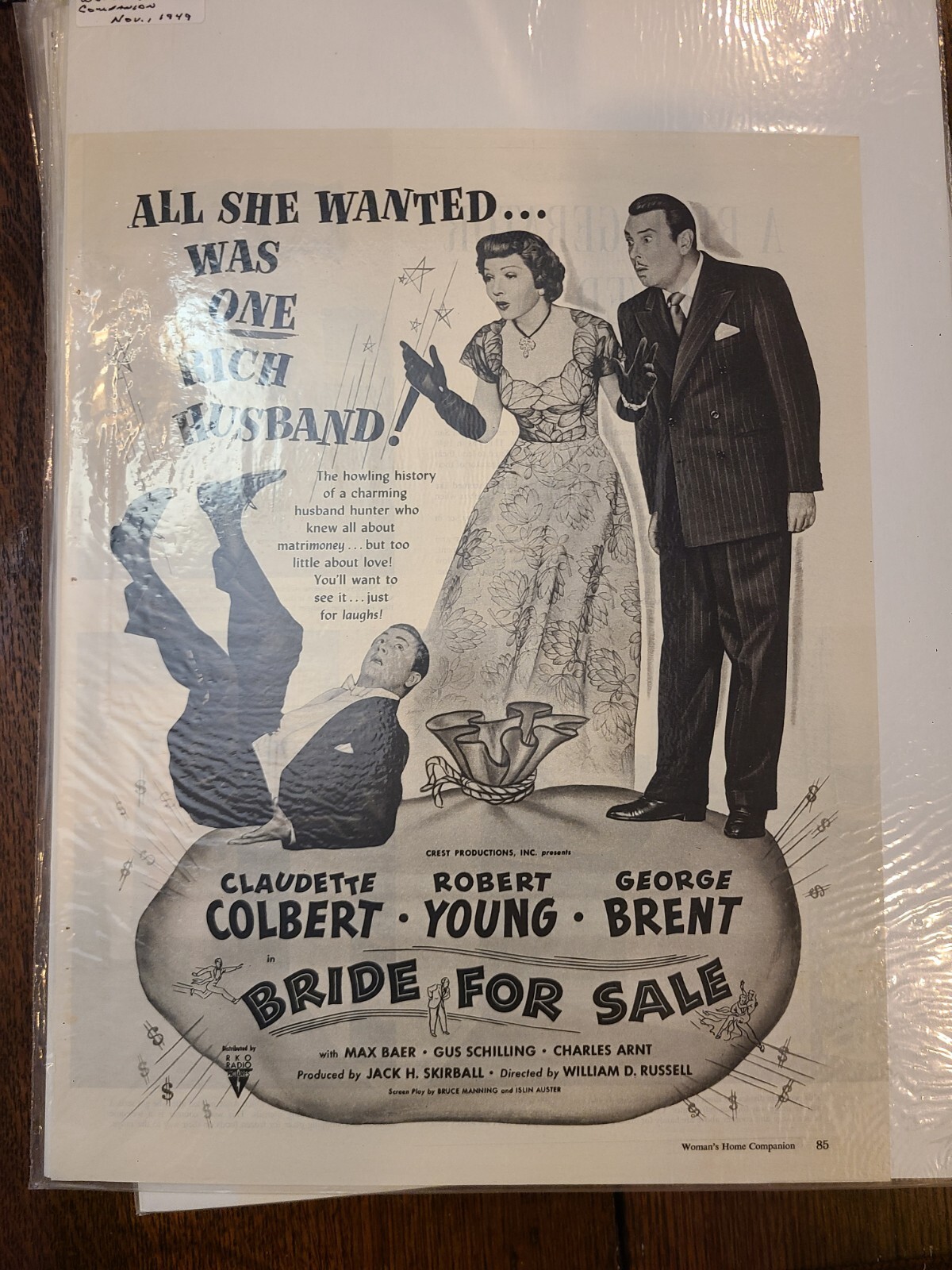 1949 Magazine Movie Ad “Bride for Sale”