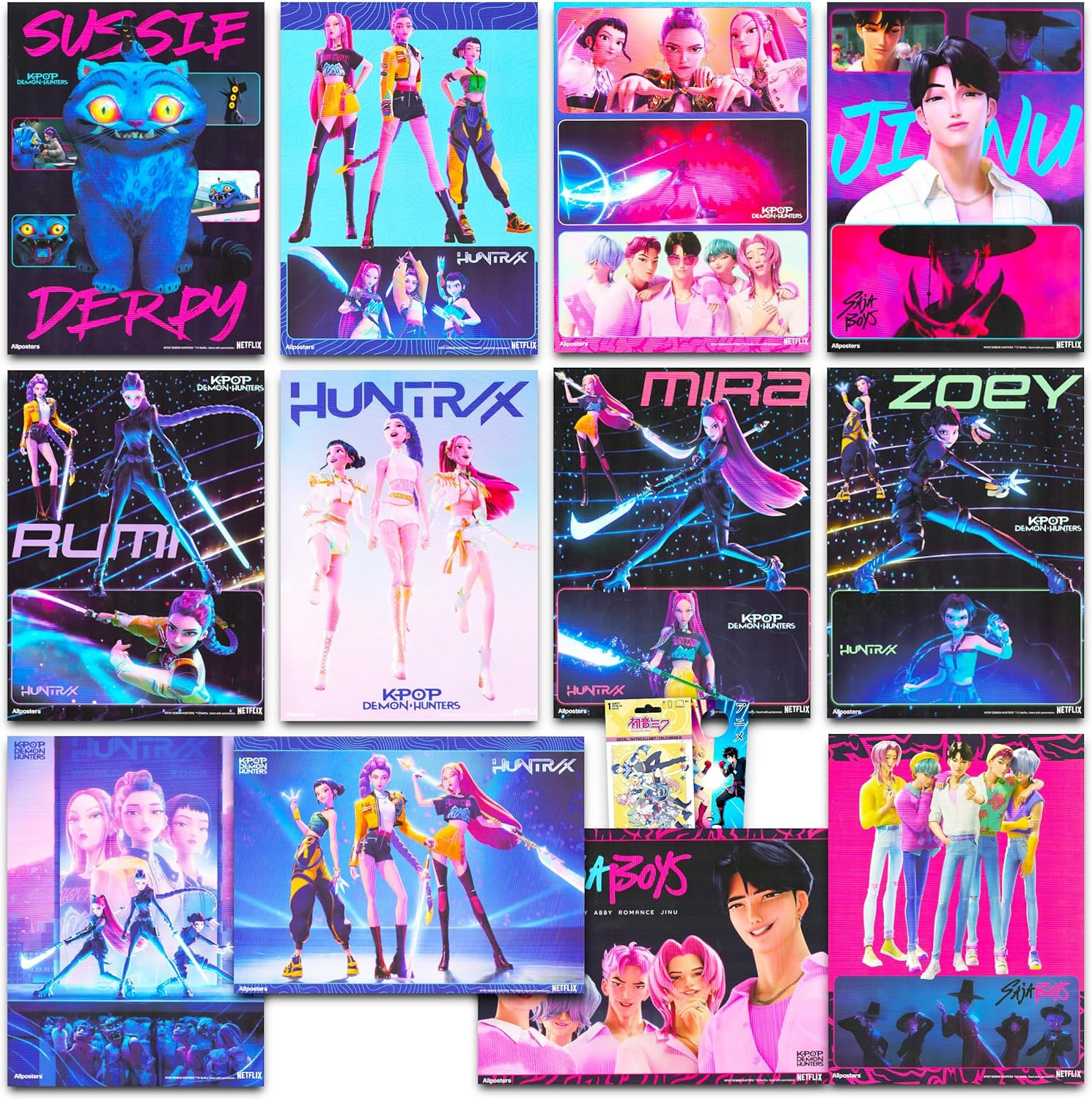 Kpop Demon Hunters Posters for Room Decor – 12 Pc Bundle for Kids Adults | 8.5″