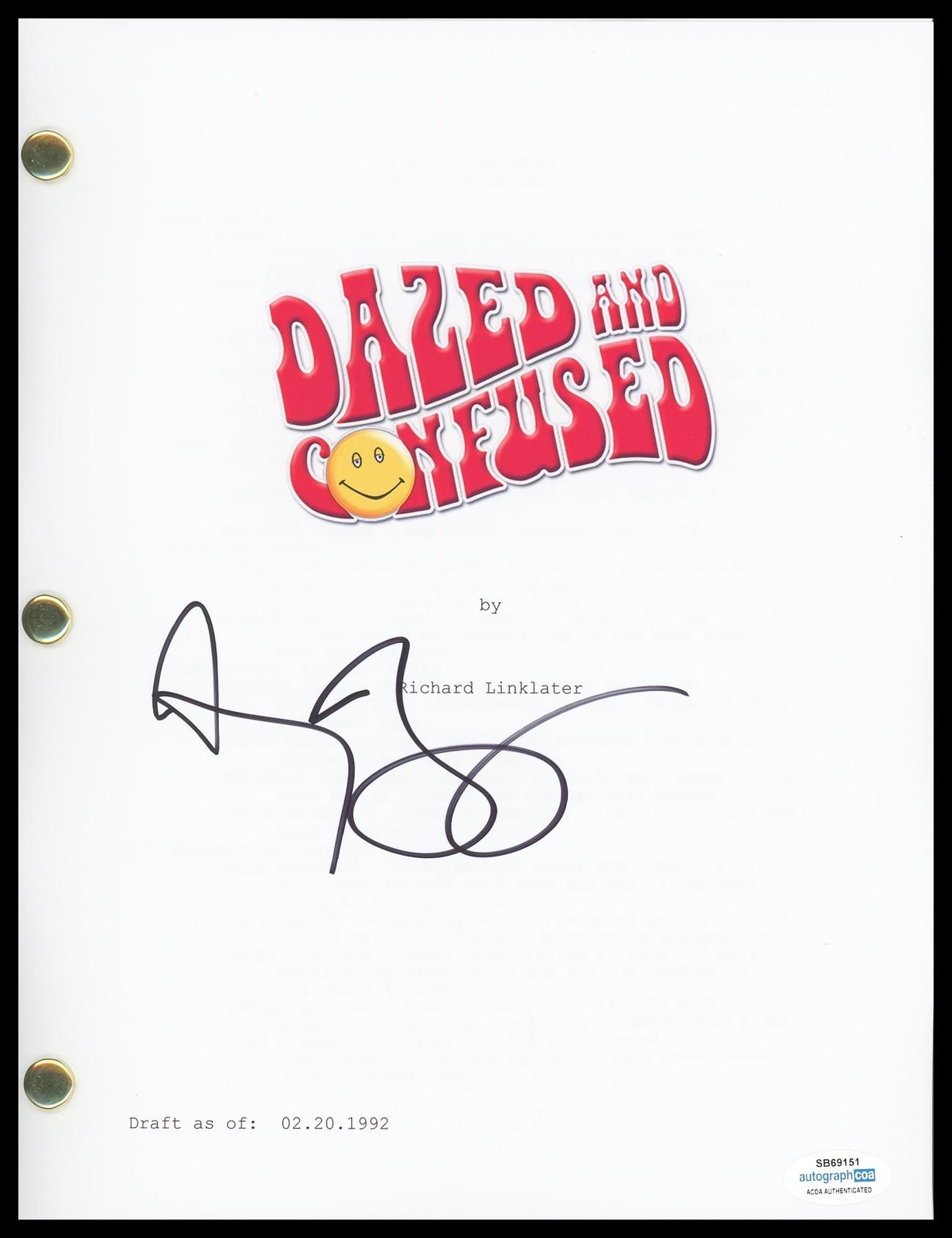Anthony Rapp “Dazed and Confused” AUTOGRAPH Signed Full Script Screenplay ACOA